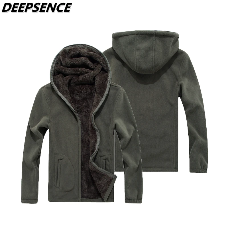 

Мужская флисовая куртка, зимняя теплая ветрозащитная верхняя одежда, Толстая куртка с капюшоном, Мужская Уличная Повседневная модная униве...
