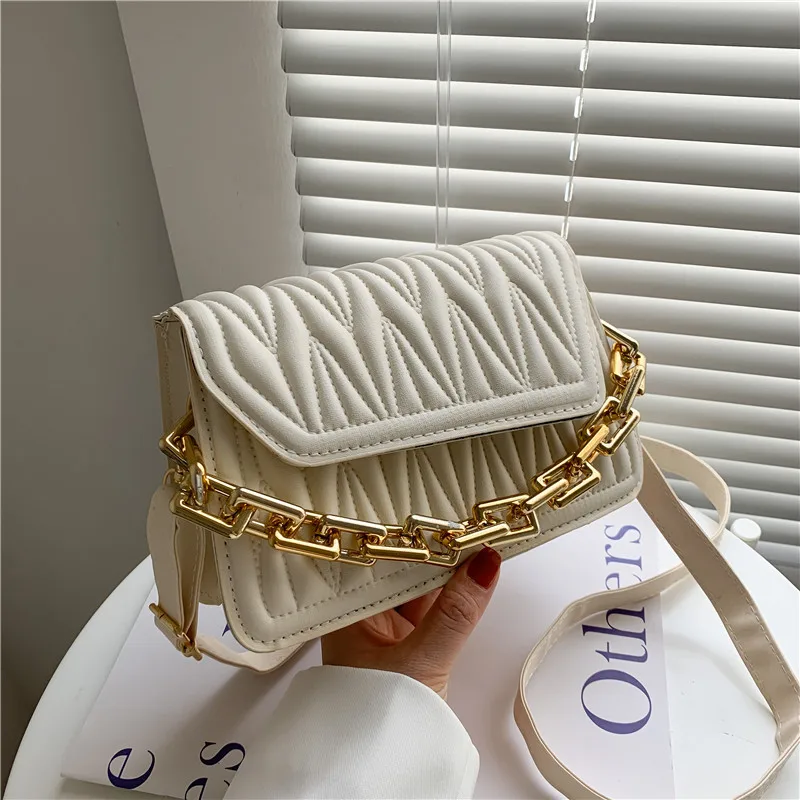 

Маленькая сумка на одно плечо в гонконгском ретро-стиле, женский модный простой мессенджер с текстурной цепочкой, маленькая квадратная сум...