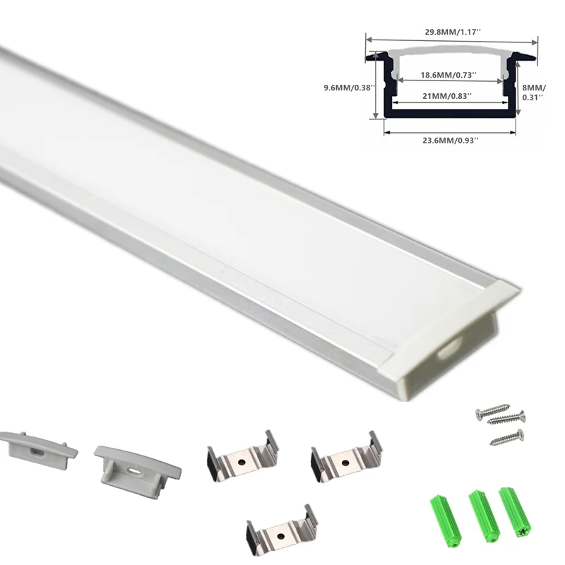 5/10-Pack 1M 40Inch Recessed LED Aluminium Channel Diffuser,