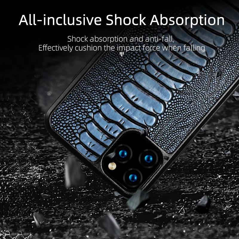 Роскошный чехол из натуральной коровьей кожи со страусиными ножками для Apple iPhone 13