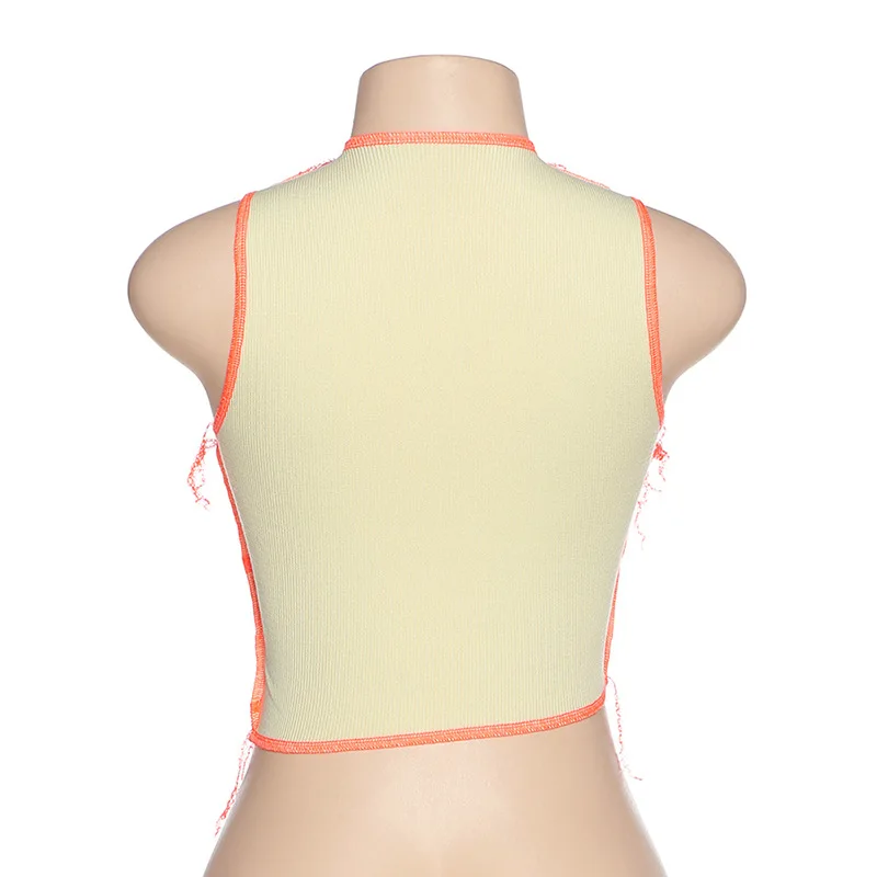 

hirigin club female Wild Contrast cut out Hole camisole bodycon high quality knitting street tank tops casual activity crop top