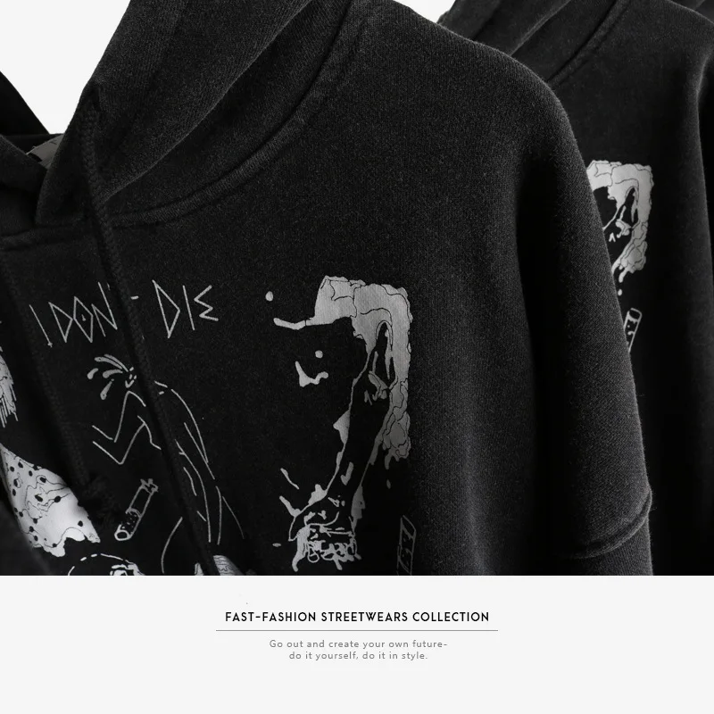 Хип Хоп Уличная Толстовка для мужчин с принтом в стиле ретро Харадзюку Рок Панк