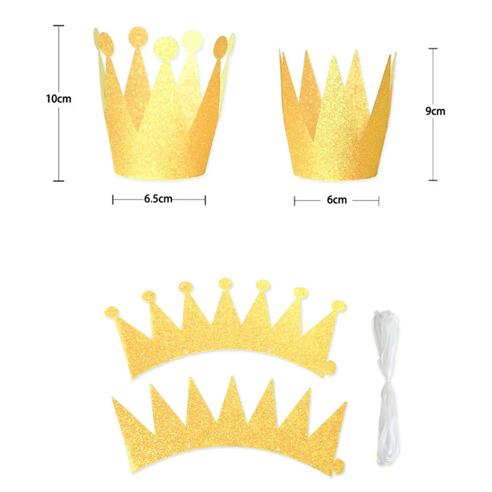 

6PCS Glitter Birthday Crown Hats Party Hats Prince Crowns for Kids and Adults Party Decorations (Golden)