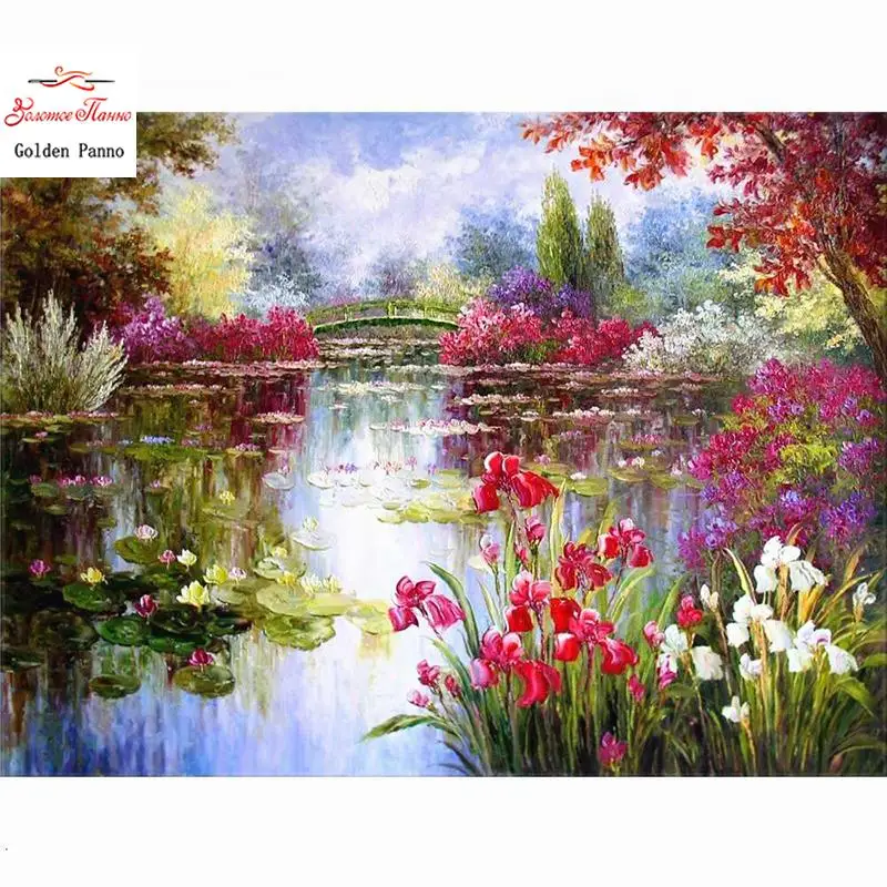Pintura De Diamantes Quadrados Pintura De Paisagens Mosaico De Diamantes Flor Strass Bordado Pintura De Decorao Para Casa