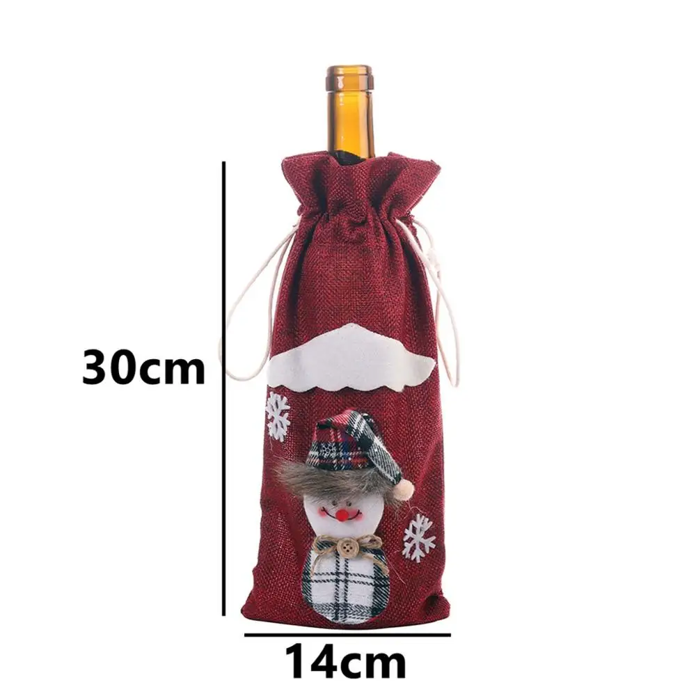 Wine Bottle Cover 4 Taoup льняная пеньковая клетчатая полоска веселое Рождество крышка бутылки вина украшения Рождественские настольные декорации Рождественский Декор для дома Noel Navidad - Цвет: Wine Bottle Cover 4