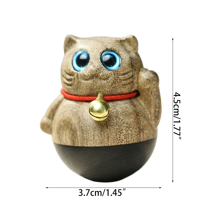Cute Tumbler Lucky Cat Miniature Cats with Bell Figurine Desktop Crafts for Home Outdoor Garden Bonsai Tabletop Decor | Дом и сад