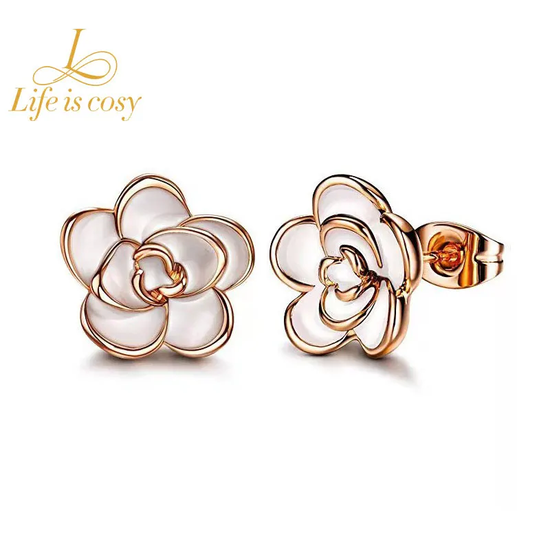 

Sweet student temperament style mountain flower ladies earrings earrings
