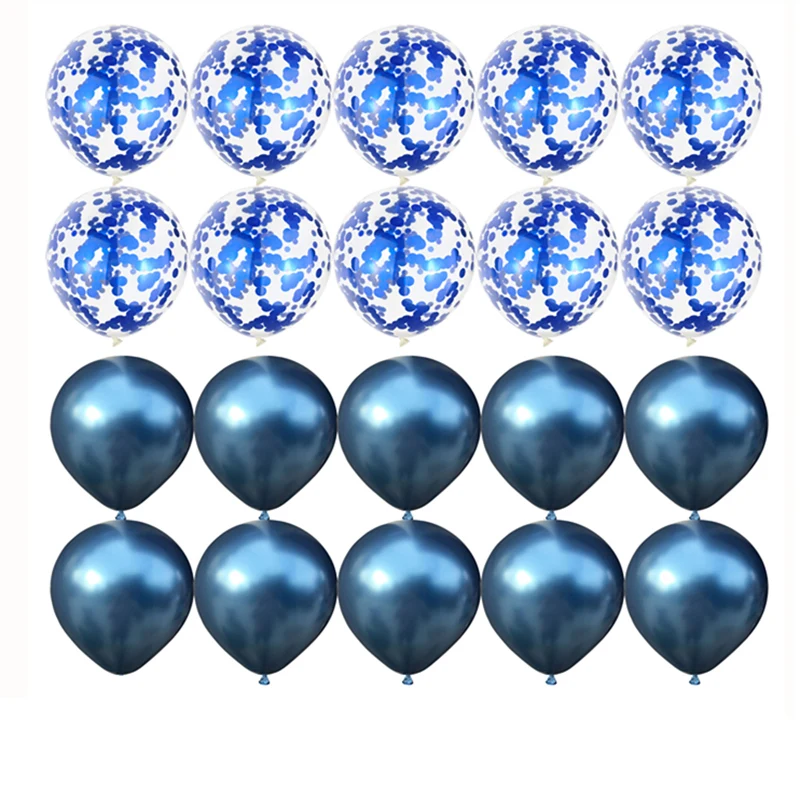 20pcs Metal Blue 20шт бордовые розовые и золотые воздушные шары набор Конфетти День Рождения хром шар Свадебные украшения дети металлические шары - Цвет: 20pcs Metal Blue
