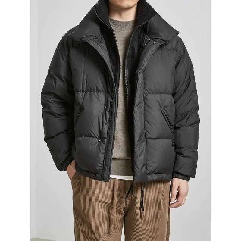 Men's Down Jacket Men's Fake Two-piece Splicing Winter New Double-layer Stand-collar Jacket Thick Warm