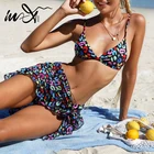 Женский купальник-бикини с юбкой In-X, комплект из 3 предметов с треугольными чашечками, пикантный купальник, Элегантный купальный костюм, пляжная одежда 2021