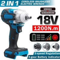 battery indicator brushless cordless electric impact wrench 14 inch wrench power tools compatible for makita 18v battery