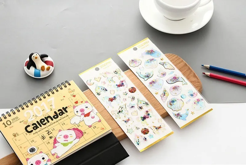 Креативная симпатичная ПВХ наклейка для ручного счета DIY s Kawaii мультяшный дневник фото Украшение скрапбукинг наклейка подарочные товары для рукоделия 06527