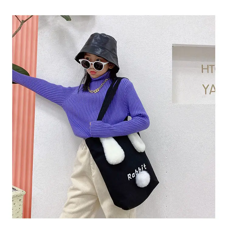 

New Canvas Children Tote Bags Kids Shoulder Bags Large Capacity Toddler Handbag Cartoon Crossbody Bags for Baby Girls Coin Purse
