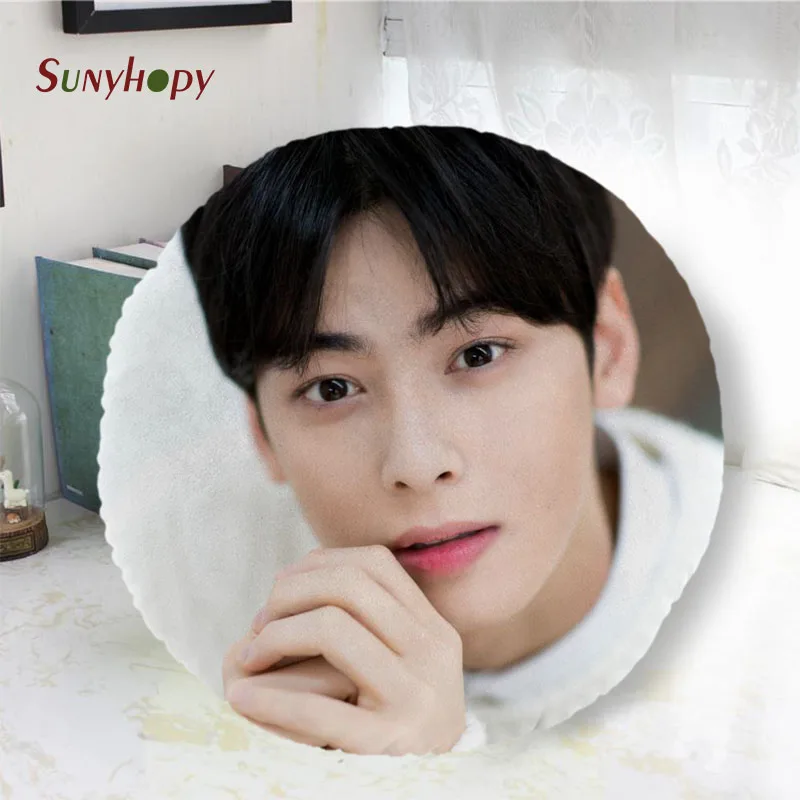 

Круглые подушки Cha Eun Woo, наволочка из персиковой кожи, подушка диаметром 40 см, 50 см, 60 см, декоративные подушки для дома WJY