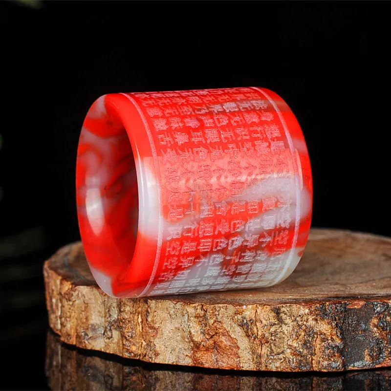 Кольцо из натурального красного белого нефрита сердца меридиан ядеит буддизм