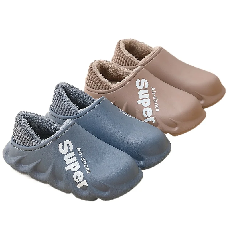 

Водонепроницаемые хлопковые тапочки для осени и зимы, домашняя Нескользящая утепленная верхняя одежда на каблуках, зимняя мужская хлопков...