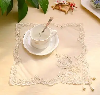 Роскошный Золотой кружевной коврик для стола тканевая подставка столовой под