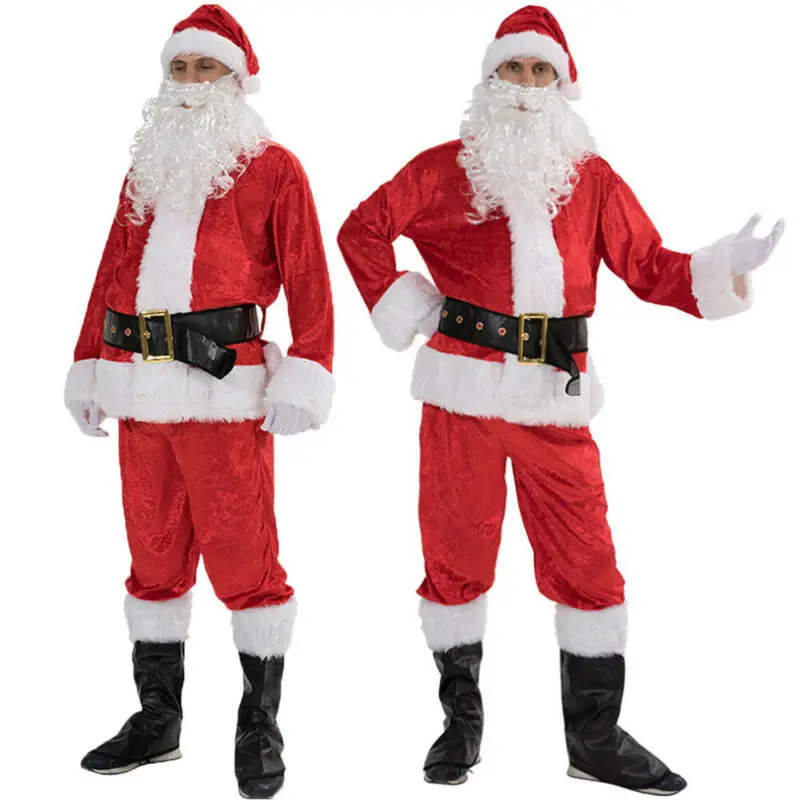 4 шт. костюм Санта Клауса для отца Рождества мужской нарядный наряд роскошная