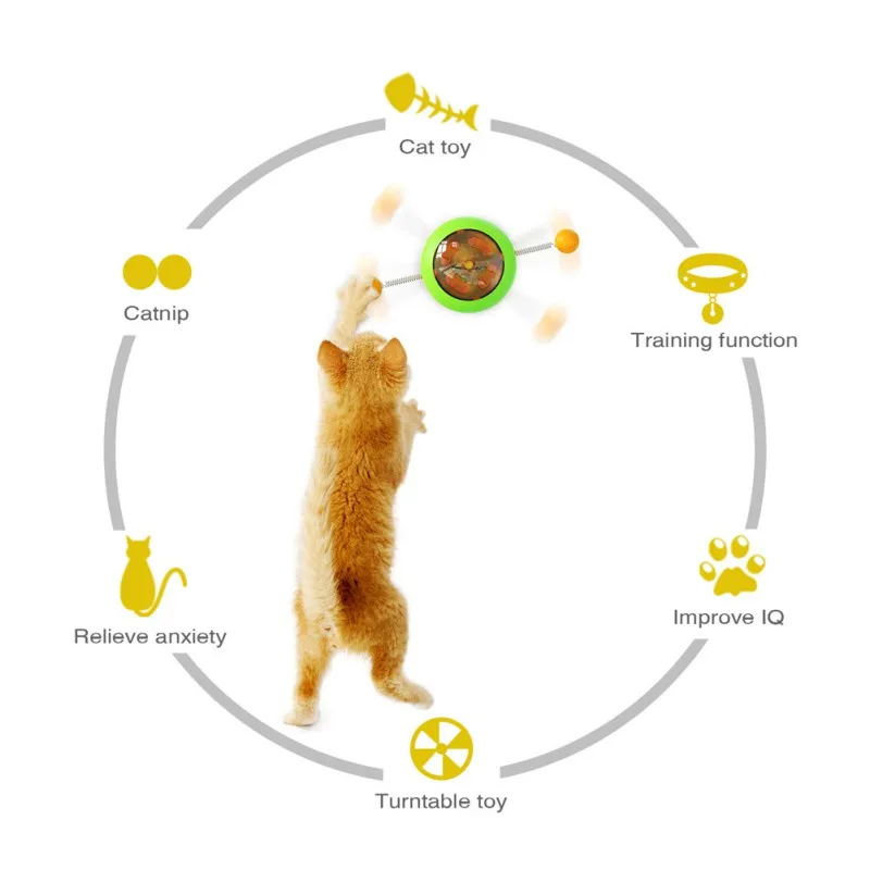 

Pet Interactive Funny Cat Baseball Rotating Cat Cat Toy Green Massage Rotatable Cat Toys With Catnip