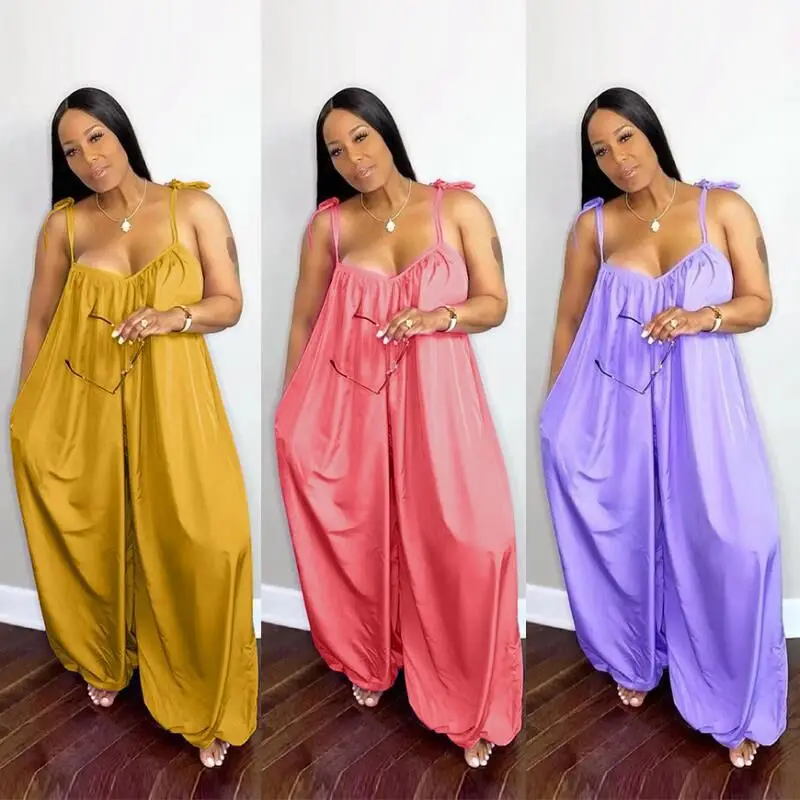 

2022 Plus Size Clothing Ladies Jumpsuits Wholesale Streetwear Casual Wide Leg Jumpsuit Backless Slip Jumpsuits Dropshipping