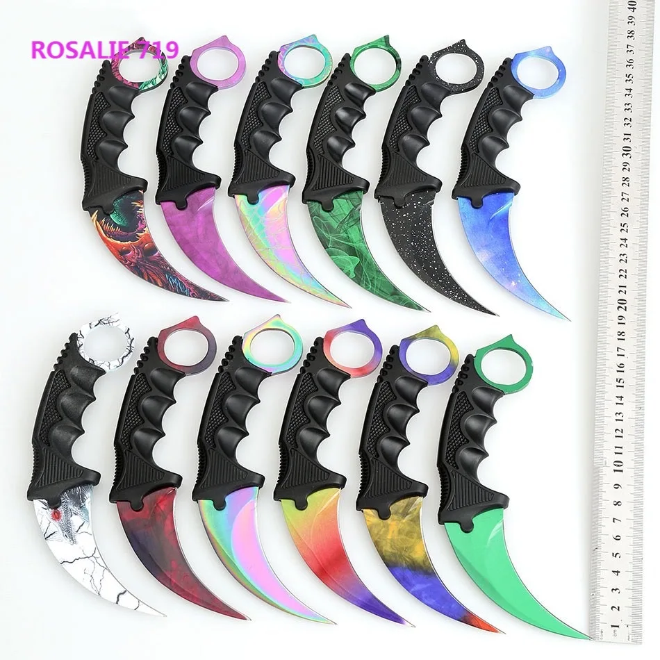 

CSGO Counter Strike Karambit Knife Fixed Blade lore Tactical Hunting rainbow Survival Sheath Tiger Tooth Knifes