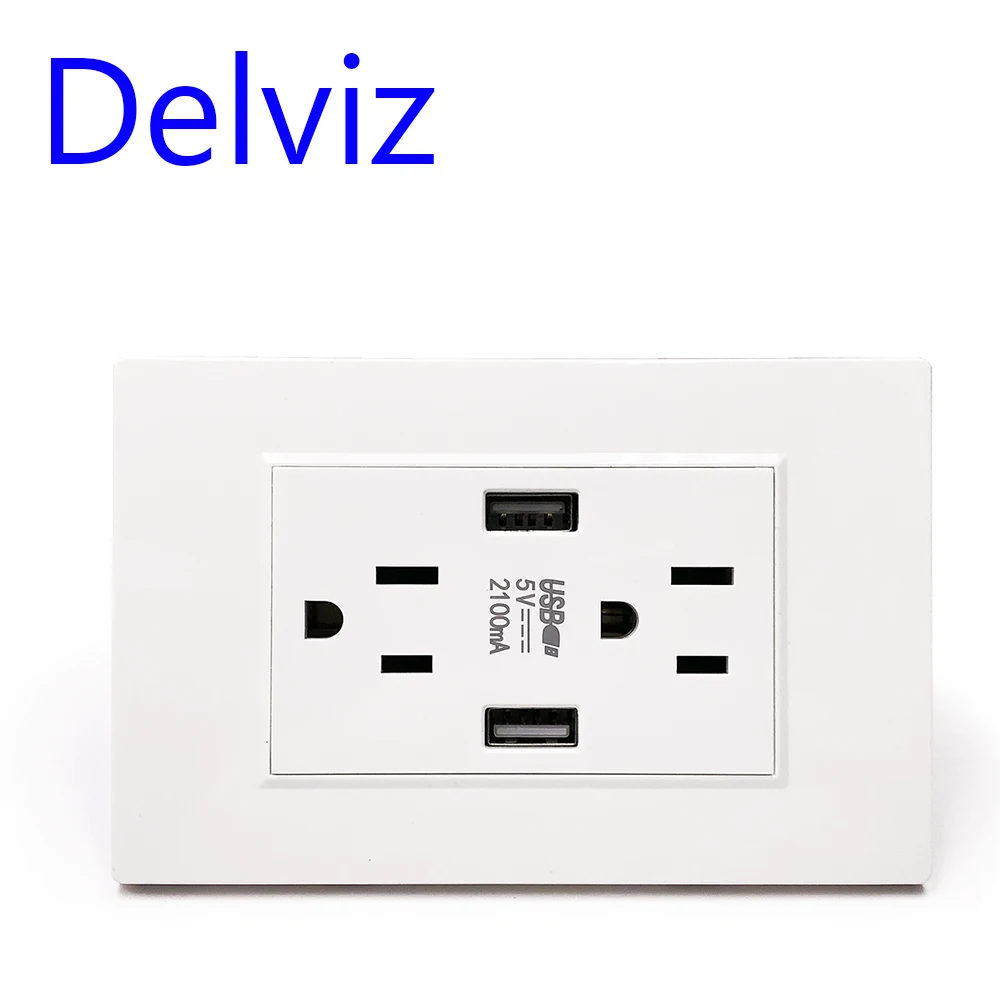 Розетка USB Delviz американская со светодиодным индикатором 110 250 в перем. Тока 15