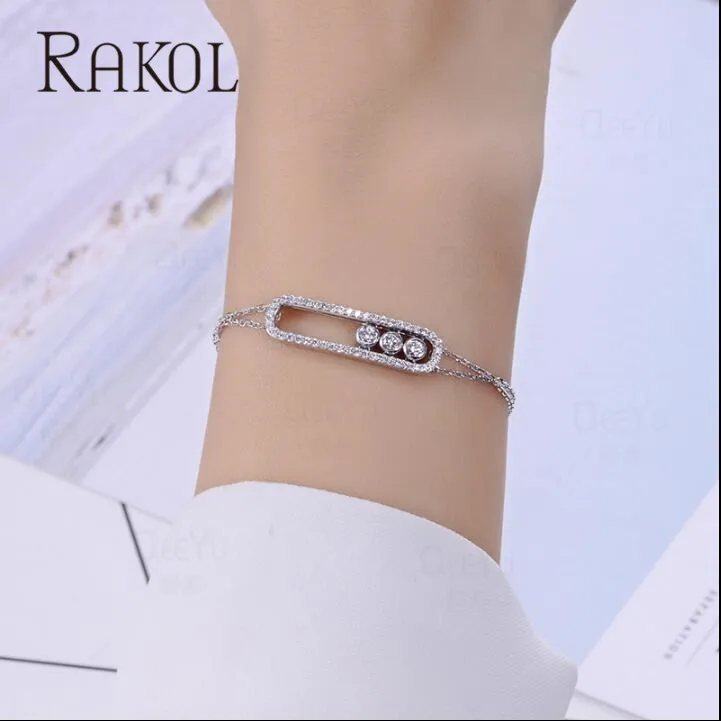 RAKOL новинка хит продаж одиночный Круглый Серый кубический циркон с CZ цветком