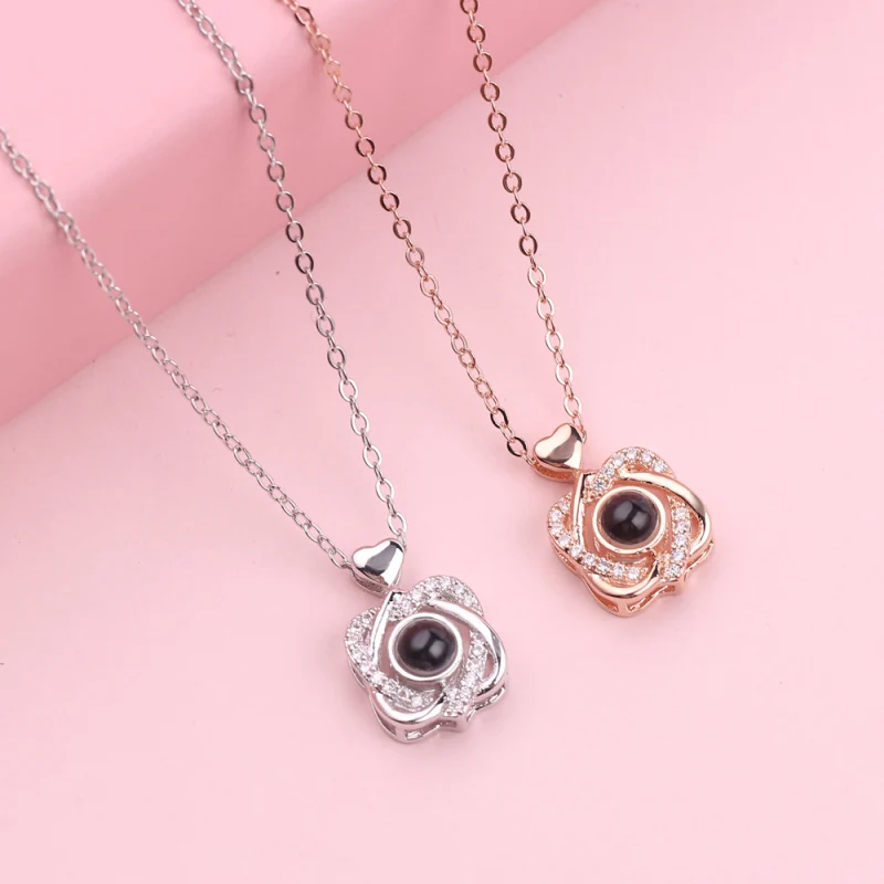 Ожерелье с подвеской в виде цветка Я тебя люблю на 100 языках | Украшения и