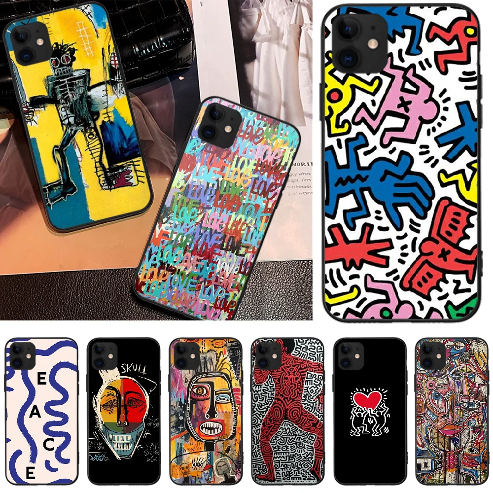 Viviana Keith Haring art черный мягкий резиновый чехол для телефона из ТПУ iPhone 5C 6 6S 7 8 plus X XS XR