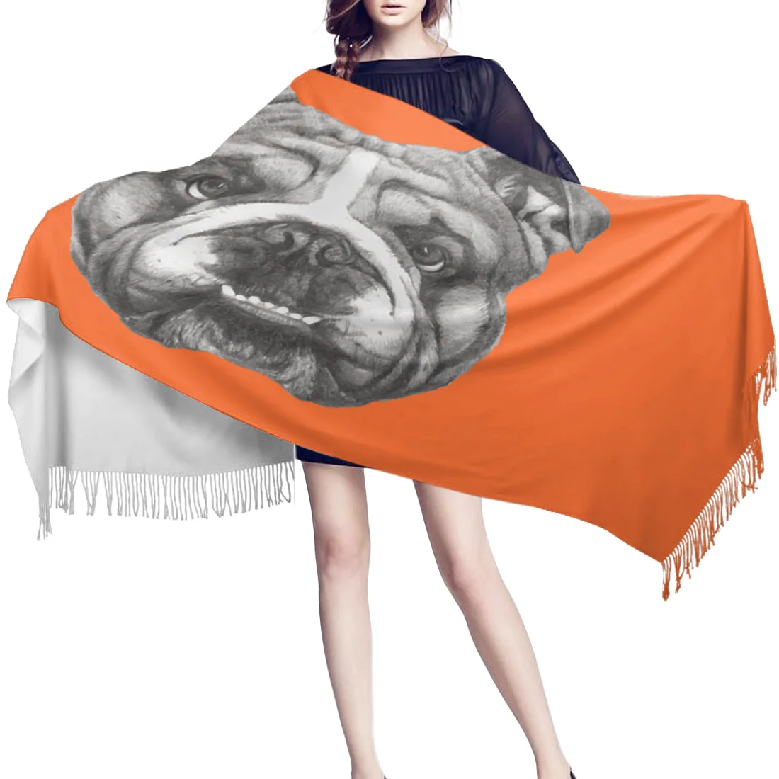 Забавный Мопс дизайн Dogie мягкие кашемировые шарфы для женщин осенние обертывания