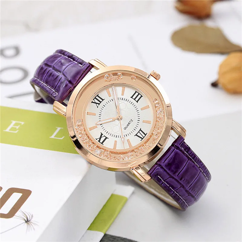 

NO.2 ladies watch Rhinestone Leather Bracelet Wristwatch Women Fashion Watches Ladies Alloy Analog Quartz relojes