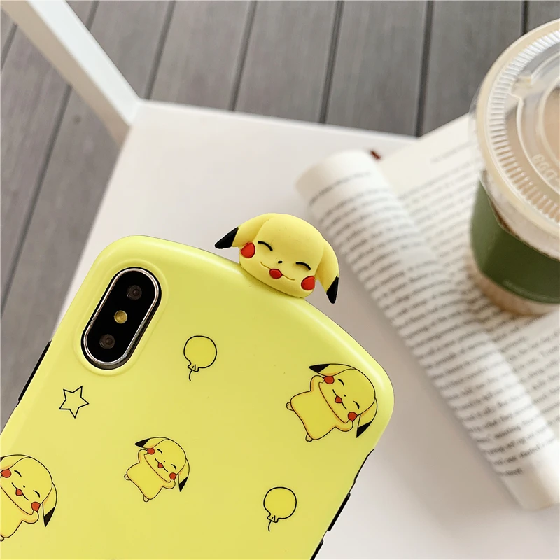 Мультфильм 3D Милый Пикачу Мягкий силиконовый ударопрочный чехол для сотового телефона чехол для iPhone 6 6S Plus 7 8 Plus X XS XR XSMAX