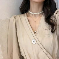 necklace woman short fund clavicle immortal niche neck bring pearl double deck temperament neck chain necklace long fund