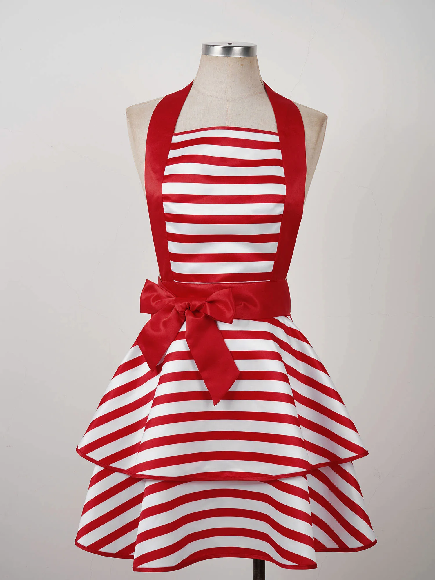 

Vintage Maid Aprons Retro Halter Neck Striped Kitchen Cooking Apron Household Working Cleaning Aprons Dress for Women Ladies