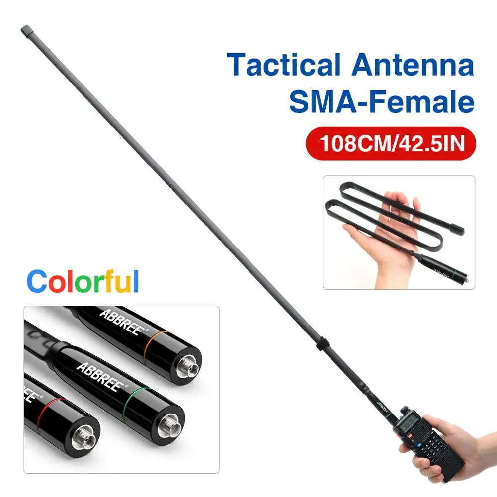 ABBREE AR 152C Full новая SMA Female 108CM Двухдиапазонная 144/430MHz CS тактическая антенна для Baofeng UV
