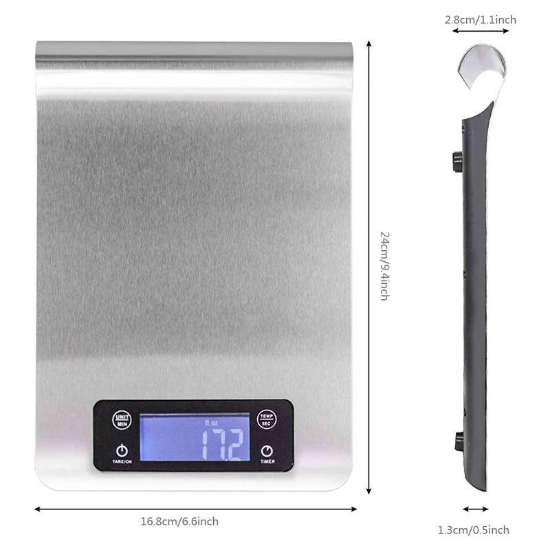 

Digital Kitchen Scale, Small Electronic Multifunctional Scale, Gram and Ounce Weight, with Precise LCD Display, Silver