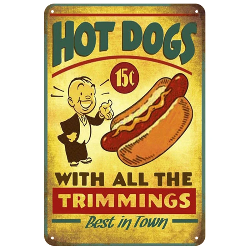 Металлическая доска для гамбургеров винтажная жестяная вывеска Шикарный декор