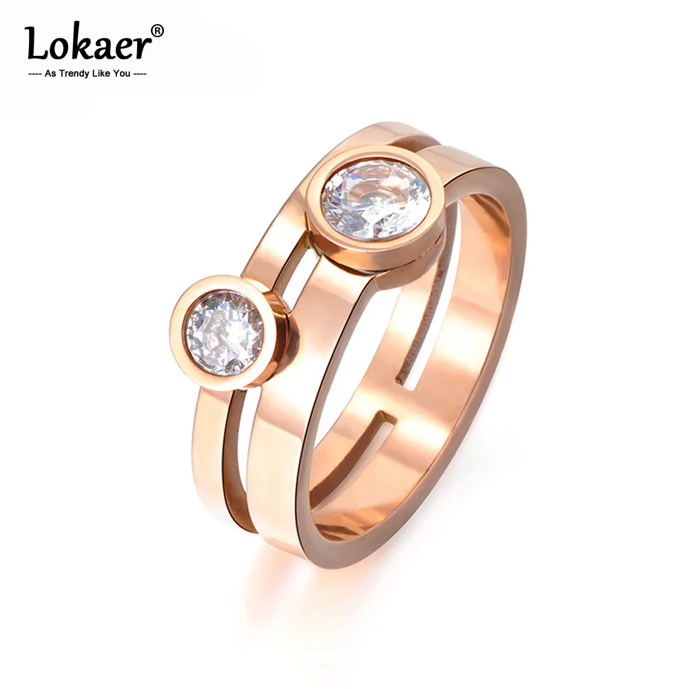Lokaer классические обручальные кольца из розового золота круглой формы с двойным