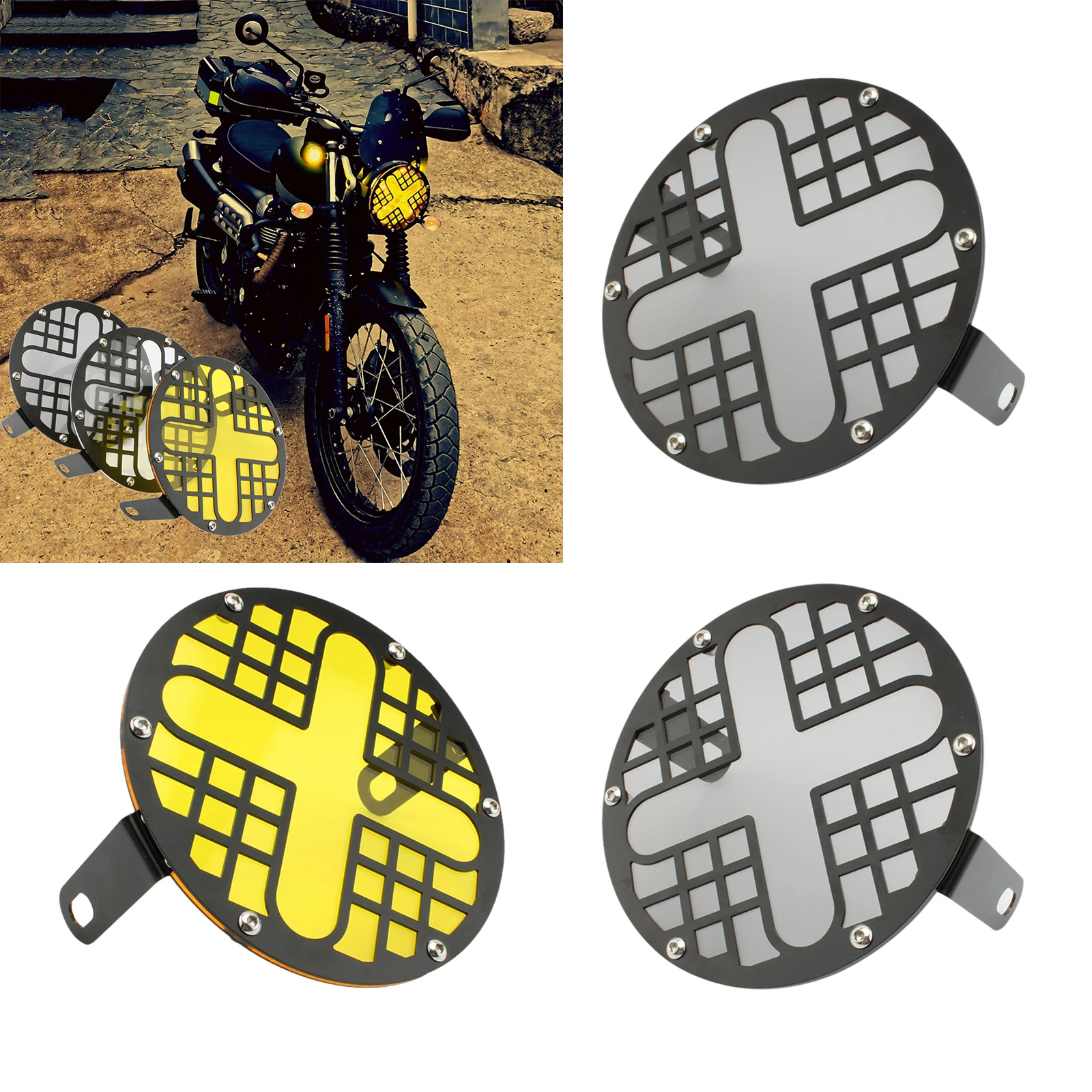 

20cm Motorbike Headlamp Mask Motorcycle Headlight Covers Mesh Grill