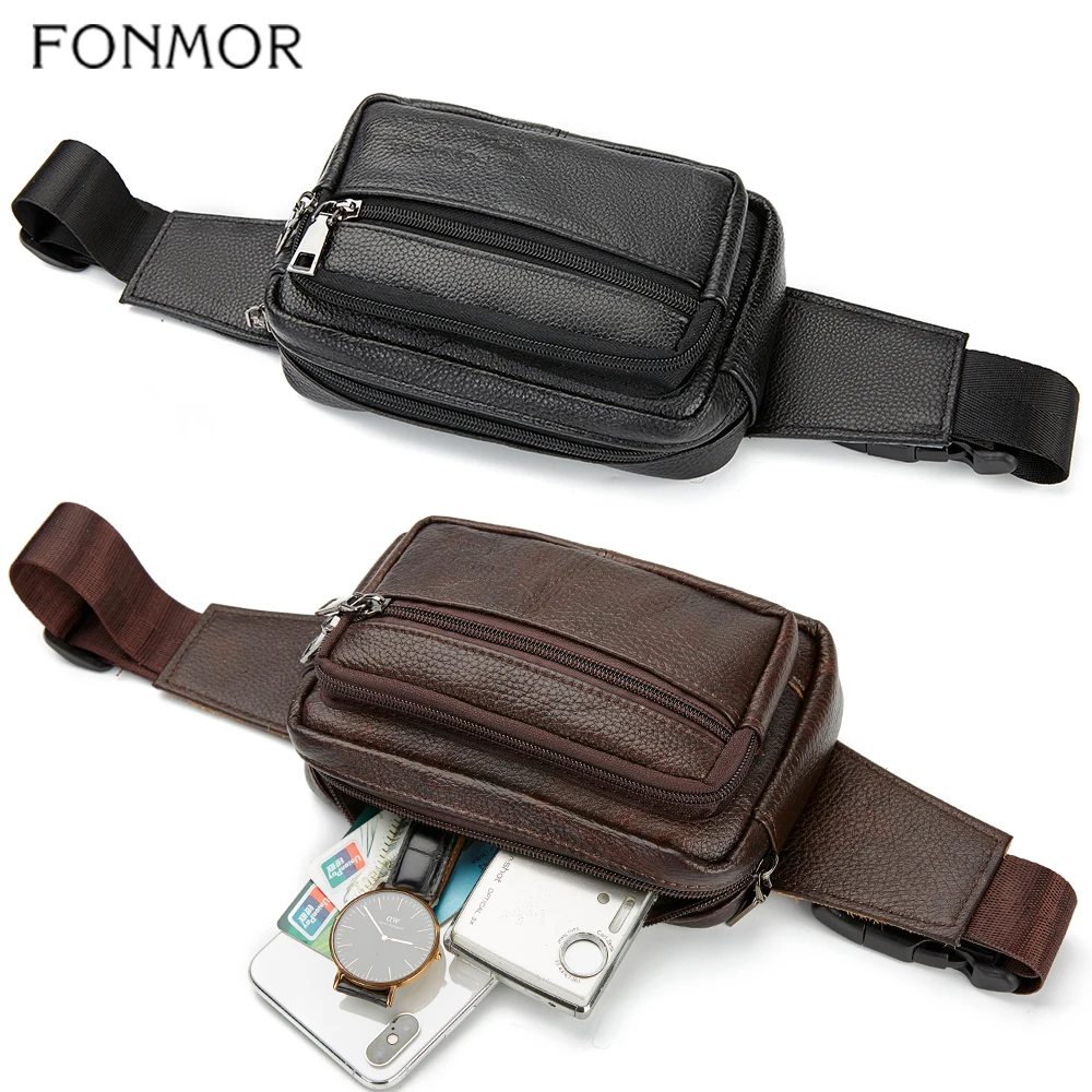 Поясная Сумка из натуральной кожи для мужчин многофункциональная забавная