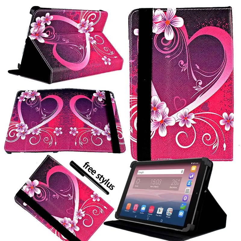 Love Heart KK&LL для Alcatel OneTouch Pixi 3 10 дюймов-кожаный чехол-подставка для планшета+ Бесплатный стилус - Цвет: Love Heart
