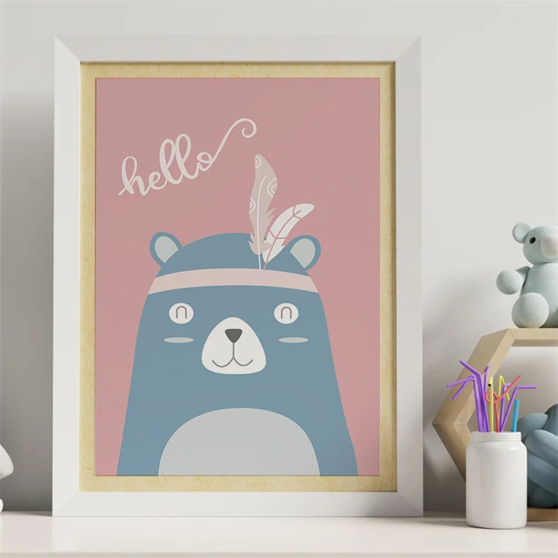 

Minimalistic AnimalsCanvas Painting ​Cute Rebuke ​Cartoon Kindergarten Children Room Decorative Painting Baby Room Decor