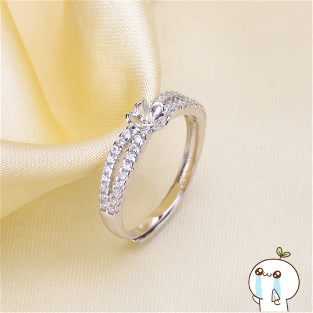 Покрытие серебро 925 полумонтажное кольцо настройки регулируемый размер основы