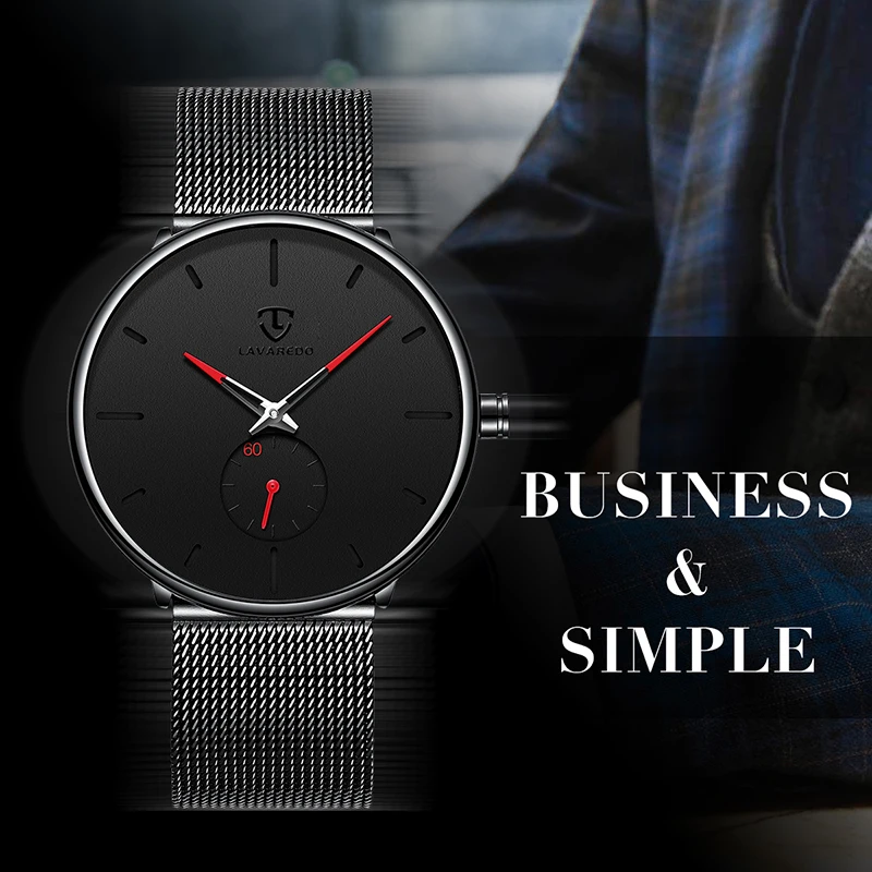 Часы Lavaredo мужские модные деловые водонепроницаемые спортивные кварцевые