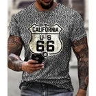 Дорога 66 США Мужская Спортивная футболка с короткими рукавами с изображением 3D футболка цифровой повседневная с буквенным принтом Футболка модная уличная одежда Свободный Летний Топ
