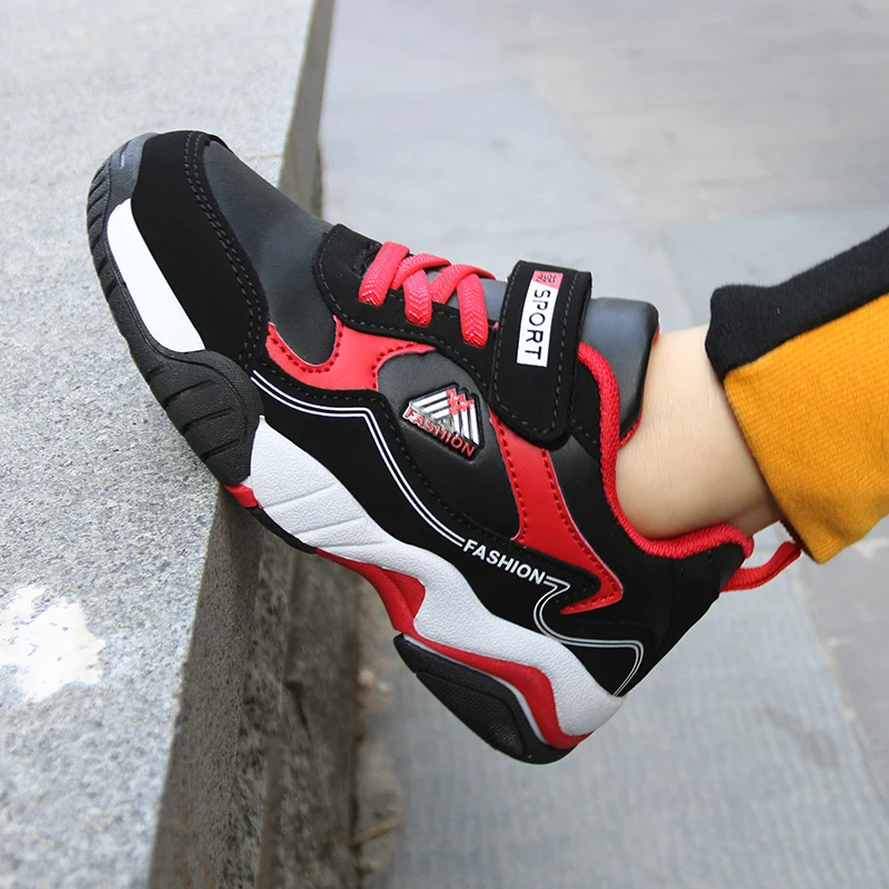 Кроссовки детские из ПУ кожи амортизирующие удобные для бега большие размеры