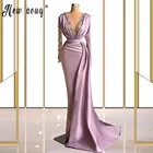 Фиолетовые платья компании De Soiree V образным вырезом бисерные вечерние платья для свадьбы 2021 Саудовская Аравия новые формальные Платья знаменитостей Дубай платье для выпускного вечера