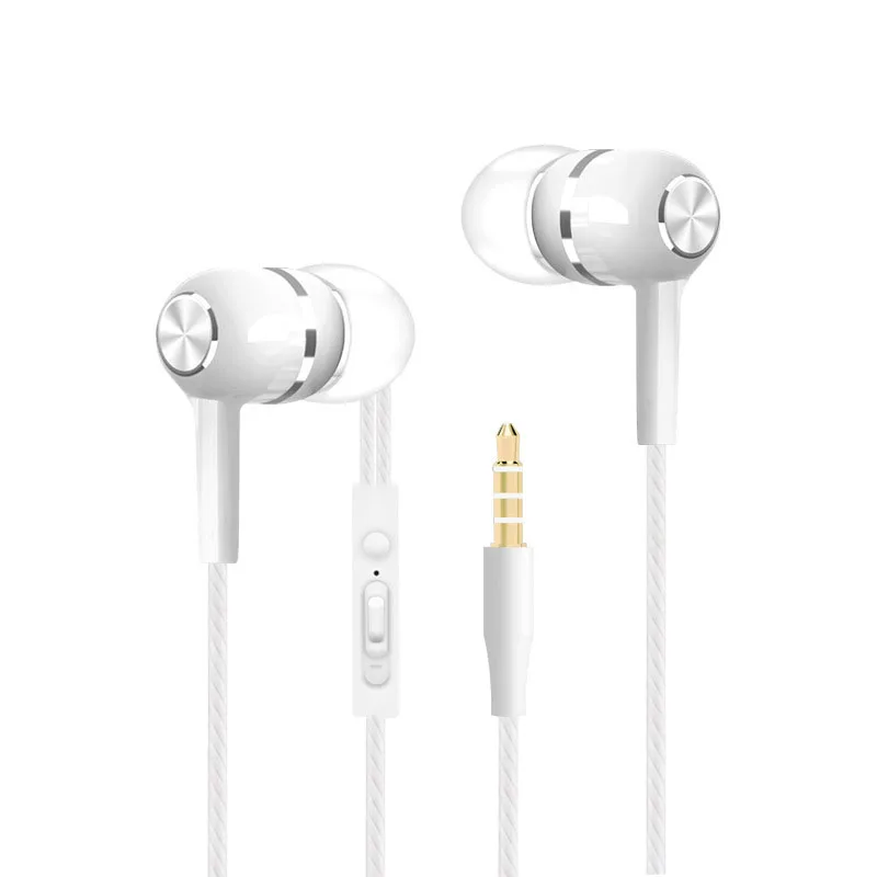 White volume control Проводные наушники в ухо, Спортивная гарнитура, разъем 3,5 мм, с микрофоном, наушник, бас, затычка для наушников для samsung, IPhone, IPod, huawei, Xiaomi, телефона, ПК, MP3 - Цвет: White volume control