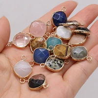 natural gem stone quartz crystal turquoise rhombus connector crafts diy charm necklace bracelet jewelry accessories gift making