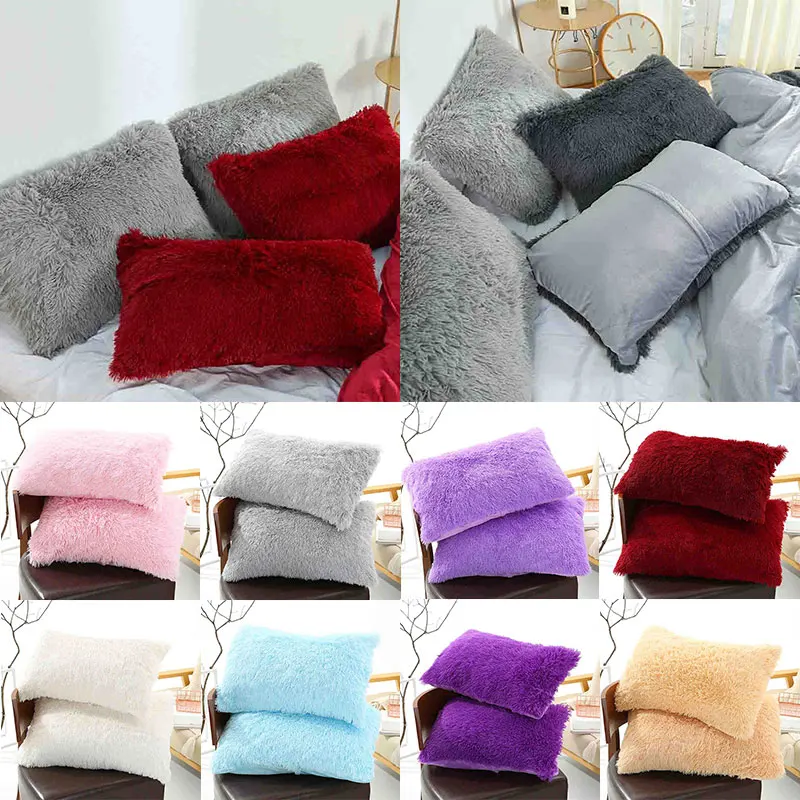 

Fluffy Plush Pillow Case 50x70cm Luxury Long Hair Home Bed Sleeping Pillowcase Throw Cushion Pillow Cover Warm Winter